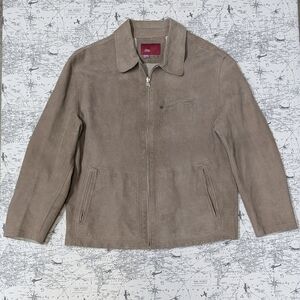 VTG Zara Jeans Women's Tan & Cream Reversible Leather Jacket Size XL